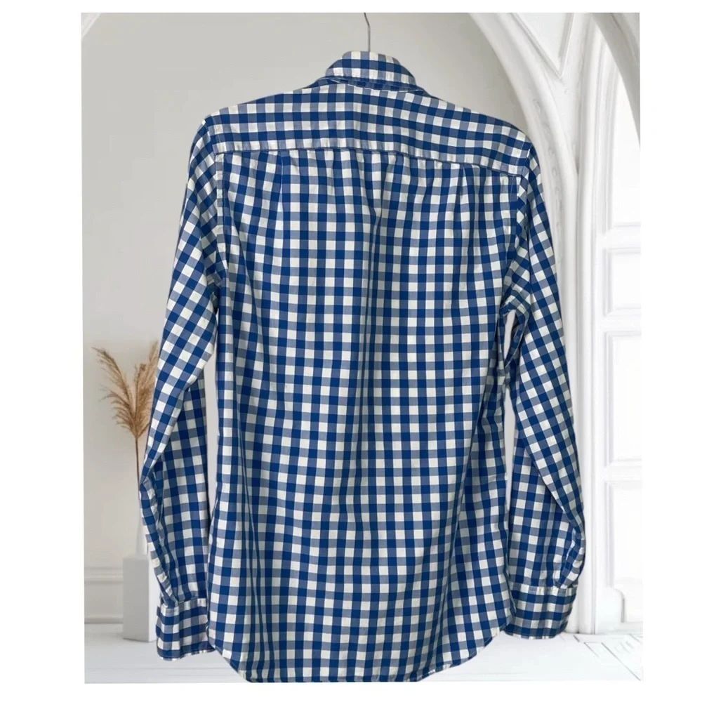 J Crew Factory Cotton Blue and White Check Button Down shirt XS - Picture 2 of 9
